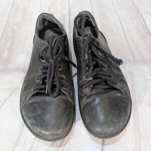 Birkenstock Black Leather Lace-Up Shoes Oxford Style